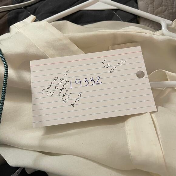 Chico's shirt blouse tunic top women's 12 semi sheer button down  up cream - Picture 15 of 16